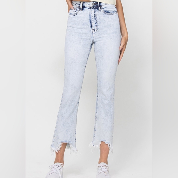 Vervet Vintage Wash High Rise Crop Flare Jeans 28 - Picture 2 of 12